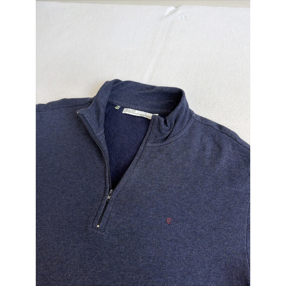 CRIQUET Sweater Men's Large Blue Quarter 1/4 Zip Classic Golf Pullover Fleece